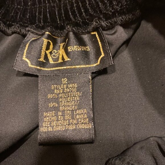 R&K Evening Black Velvet High front Slit Stretch Formal Long Maxi Skirt Size 12 - Picture 4 of 7